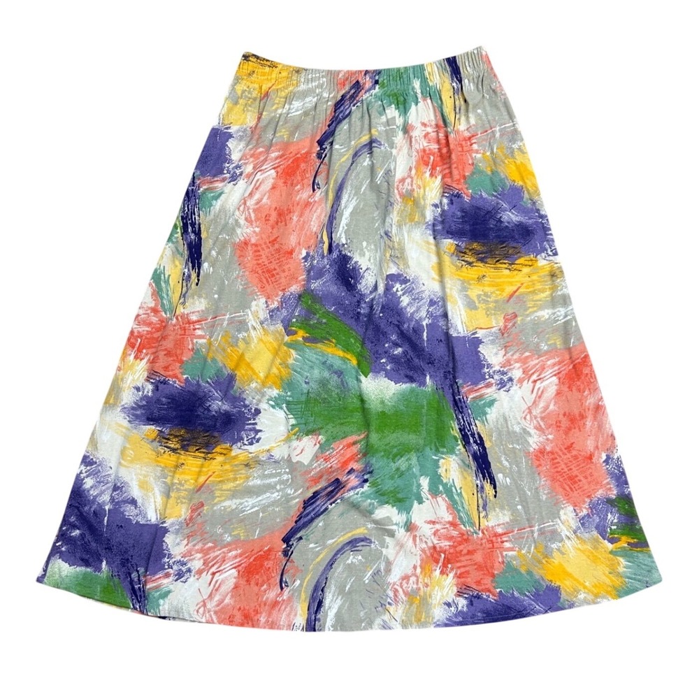 Vintage Abstract Paint Stroke Midi Skirt Large Boho hippie festival artsy